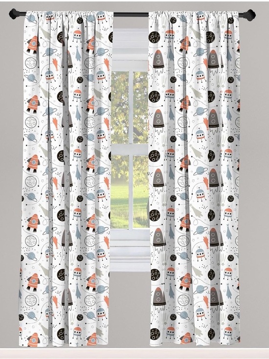 Ambesonne Other - Outer Space / Rocket Kids Curtains